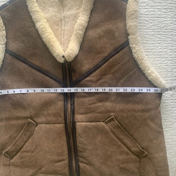 J. Peterman Company Jacket Men’s Size XL Vintage Brown 100% Lamb Leather Vest - Picture 10 of 14